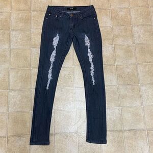 UWD Ripped Blue Skinny Stretch Jeans with Classic Indigo Wash Size 7